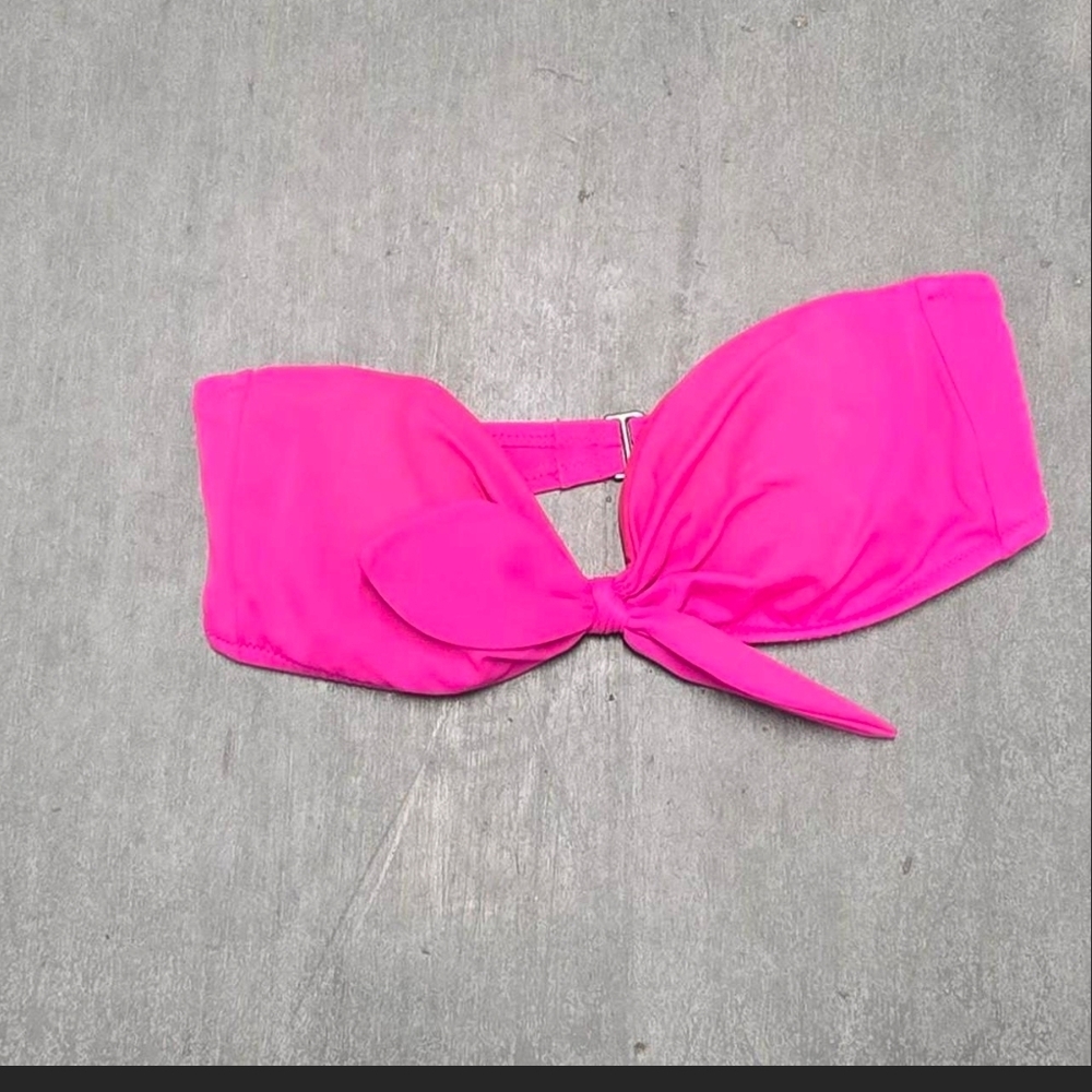 Victoria's Secret Bright Pink Strapless Tie-Front Bikini Top